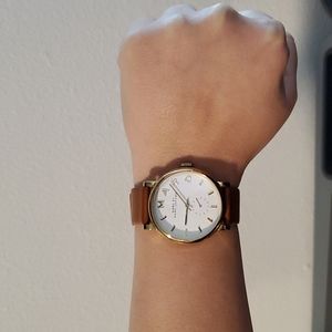 Marc Jacobs Baker White Dial Brown Leather Women's Watch
